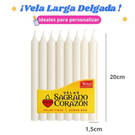 Vela Larga Delgada Blanca x10