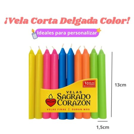 Vela Corta Delgada Fluoresencte x10