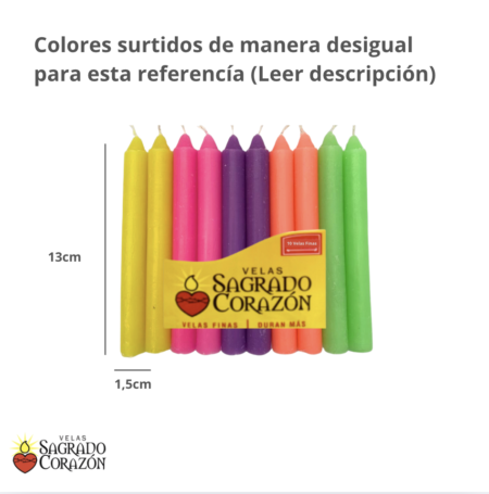 Vela Corta Delgada Fluoresencte x10