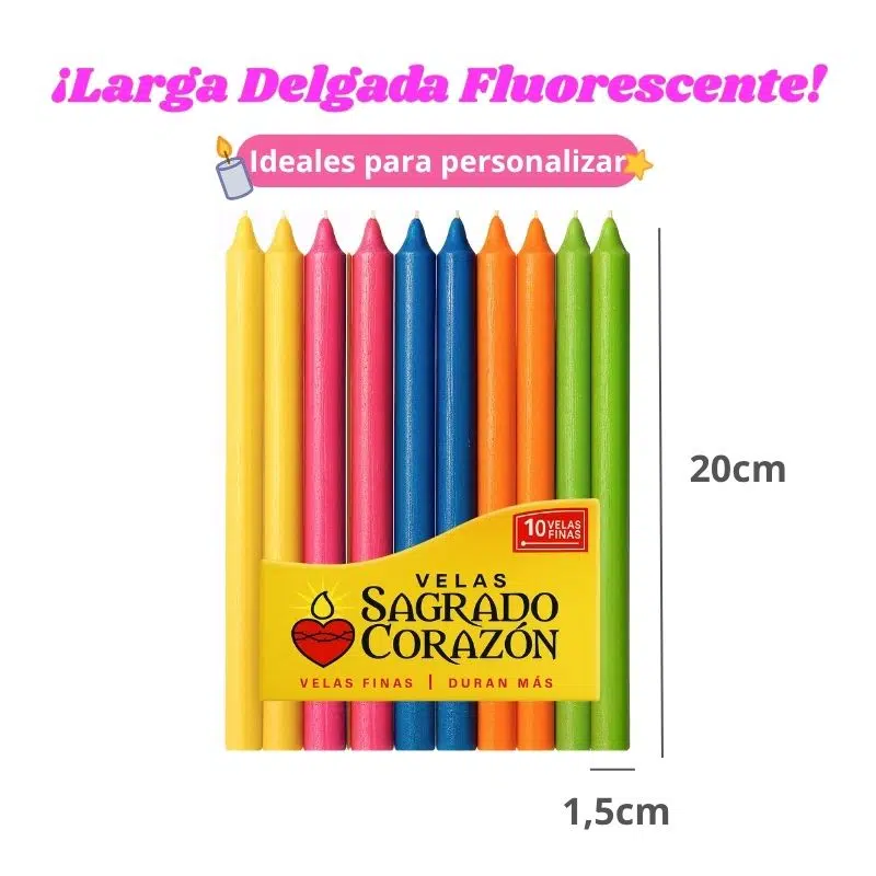 Vela Larga delgada fluorescente x10