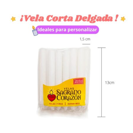 Vela Corta Delgada Blanca x20