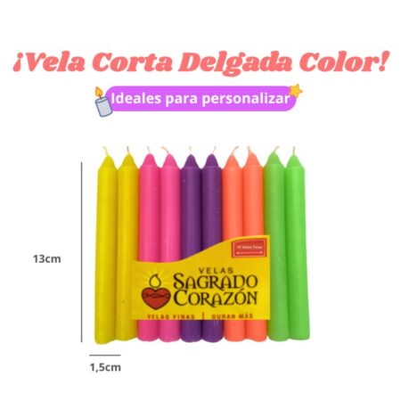 Vela Corta Delgada Fluoresencte x10