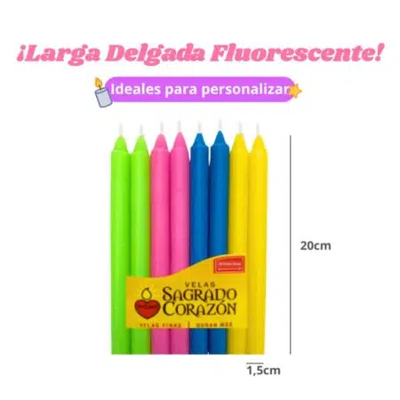 Vela Larga delgada fluorescente x10