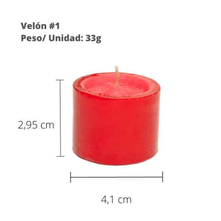 Velón #1 rojo (3 paquetes x12 unidades)
