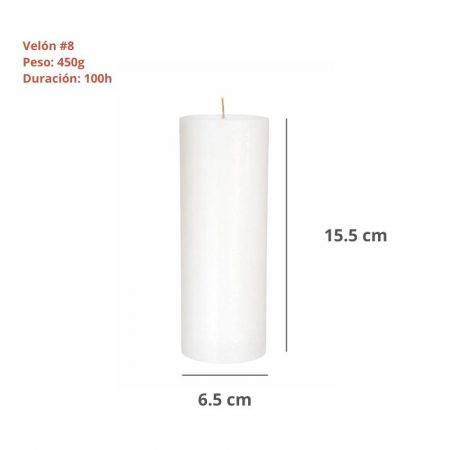 Velón #8 Blanco Sin Etiqueta