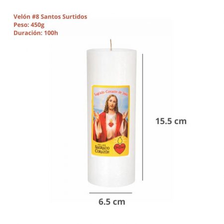 Velón #8 Blanco Santos Surtidos