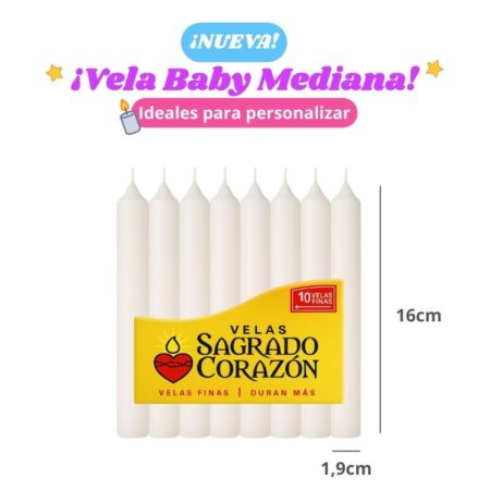 Vela Baby Mediana Blanca NUEVA REF