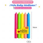 Vela Baby Mediana Color Fluorescente ¡NUEVO!